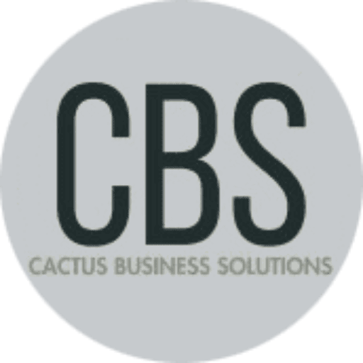 Logo of Cactus Business Solutions with large letters "CBS" above the full company name in a circular design.